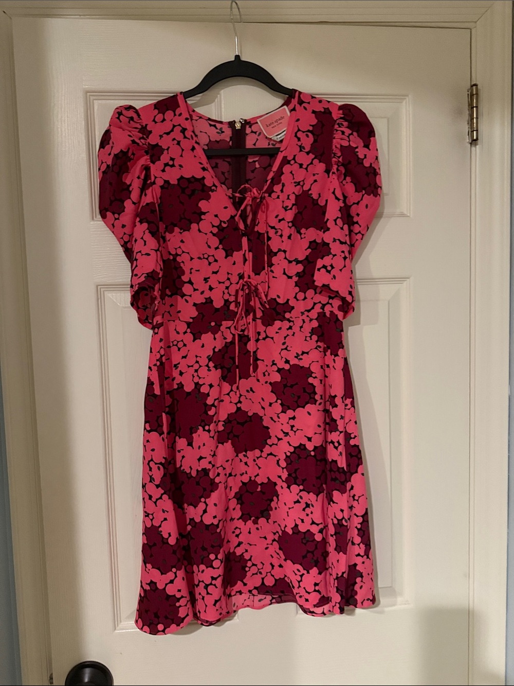 kate spade Pink and Burgundy Floral Tie-Front Midi Dress